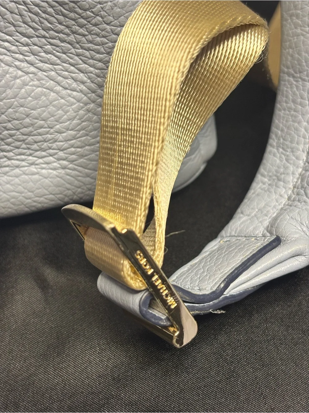Michael Kors Slater Medium Pebbled Leather Backpack in a pale blue with dust bag